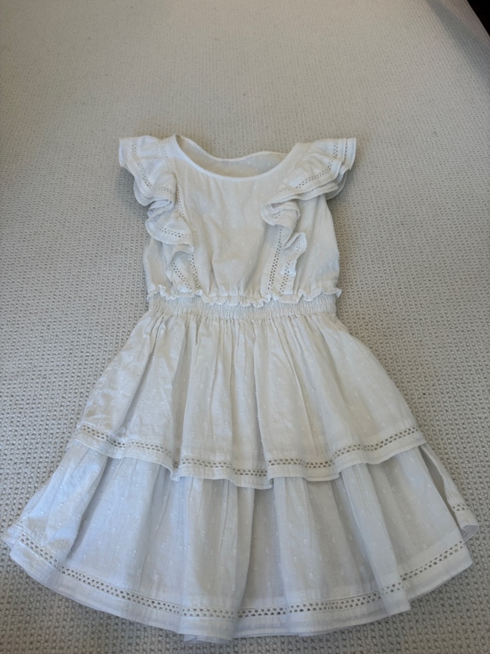 BB Dakota by Steve Madden White Eyelet Ruffle Tiered Dress